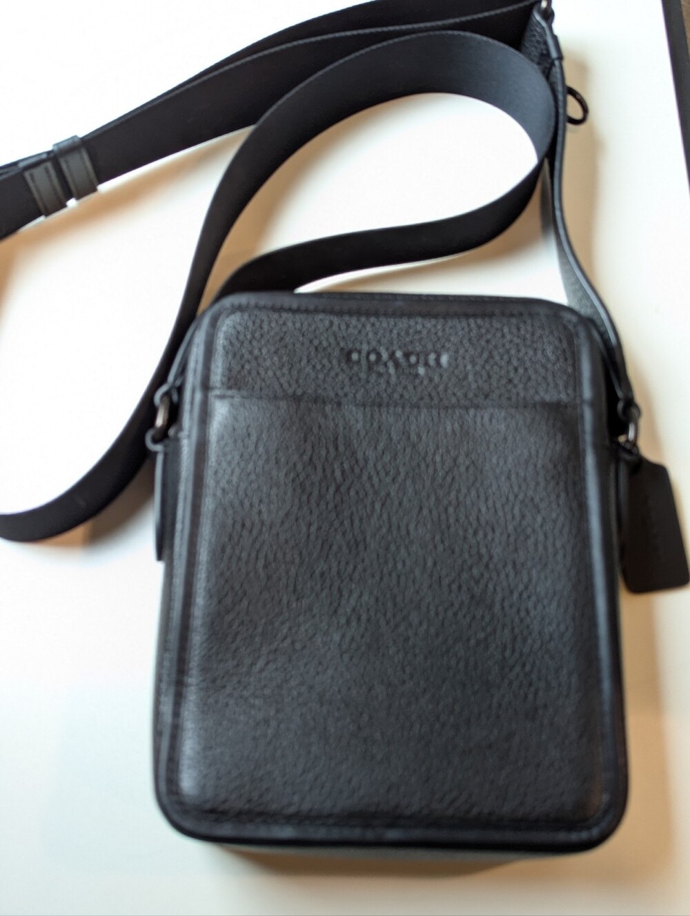 Coach Black Pebble Leather Messenger Crossbody